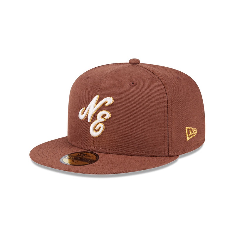 NEW ERA 59FIFTY DAY 70TH ANNIVERSARY DARK BROWN NE SCRIPT LOGO 59FIFTY CAP