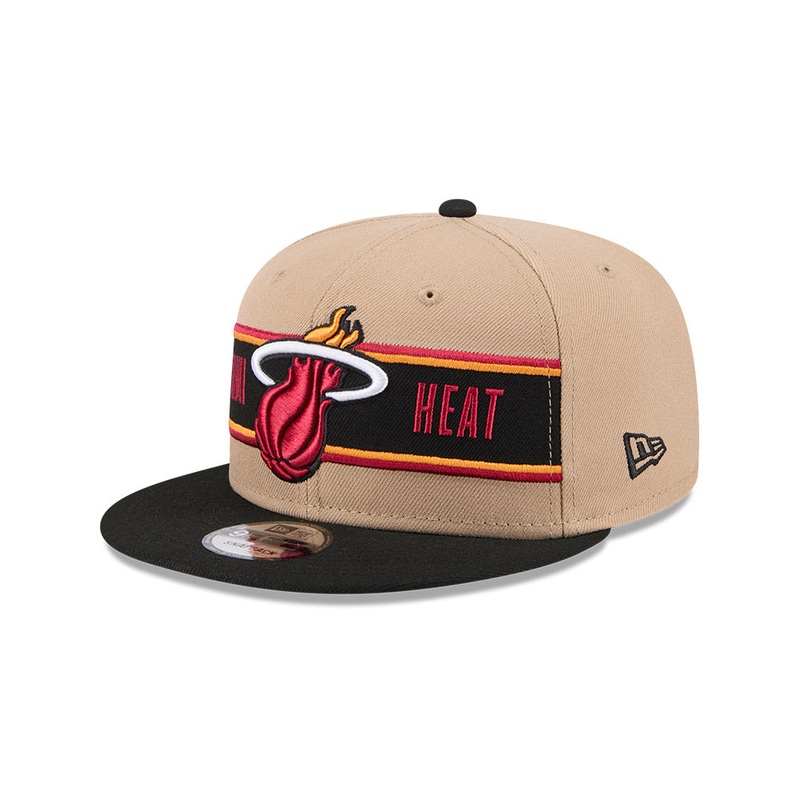 NBA MIAMI HEAT DRAFT BLACK VISOR MED BEIGE 9FIFTY CAP