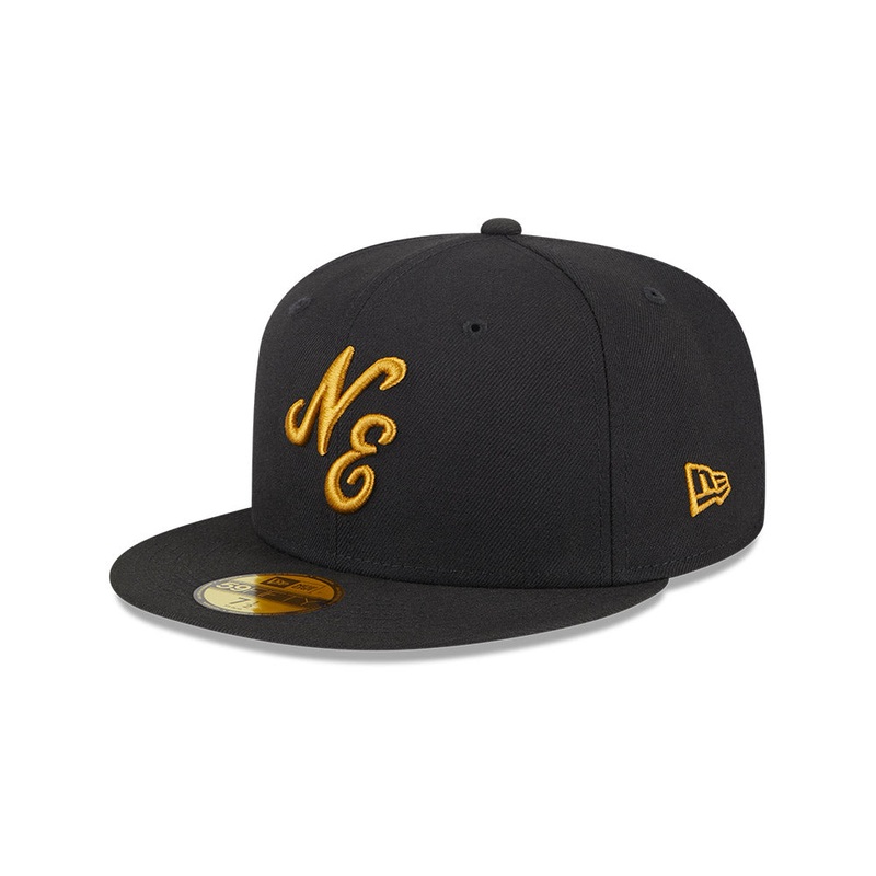 NEW ERA 59FIFTY DAY BLACK NE SCRIPT LOGO 59FIFTY CAP