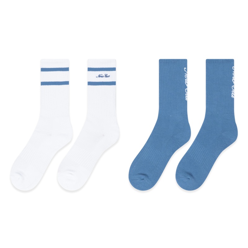 NEW ERA BASIC 2 PACK WHITE AND FADED BLUE SOCKS