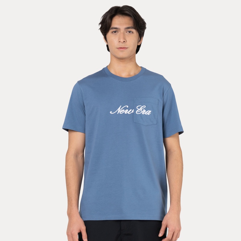 NEW ERA BASIC FADED BLUE REGULAR SHORT SLEEVE POCKET T-SHIRT