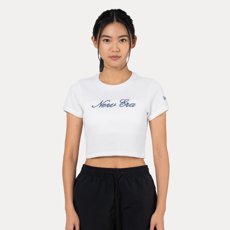 NEW ERA BASIC WHITE WOMEN CROP RIB TEE