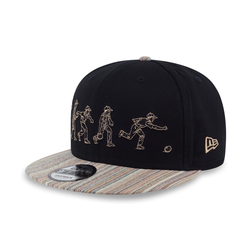 NEW ERA BOWLING CLUB MULTI STRIPED VISOR BLACK 9FIFTY CAP