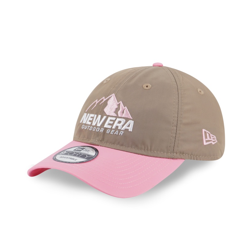 NEW ERA OUTDOOR BOLD COLOR PINK VISOR KHAKI 9FORTY UNST CAP