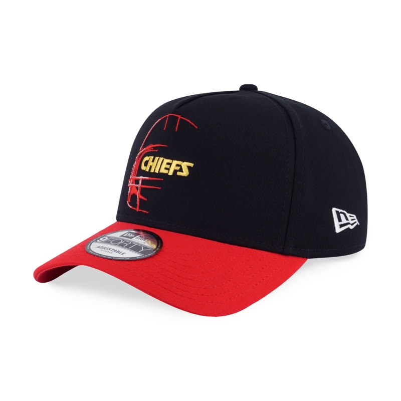 KANSAS CITY CHIEFS NFL OVERSIZED RED VISOR BLACK 9FORTY AF CAP