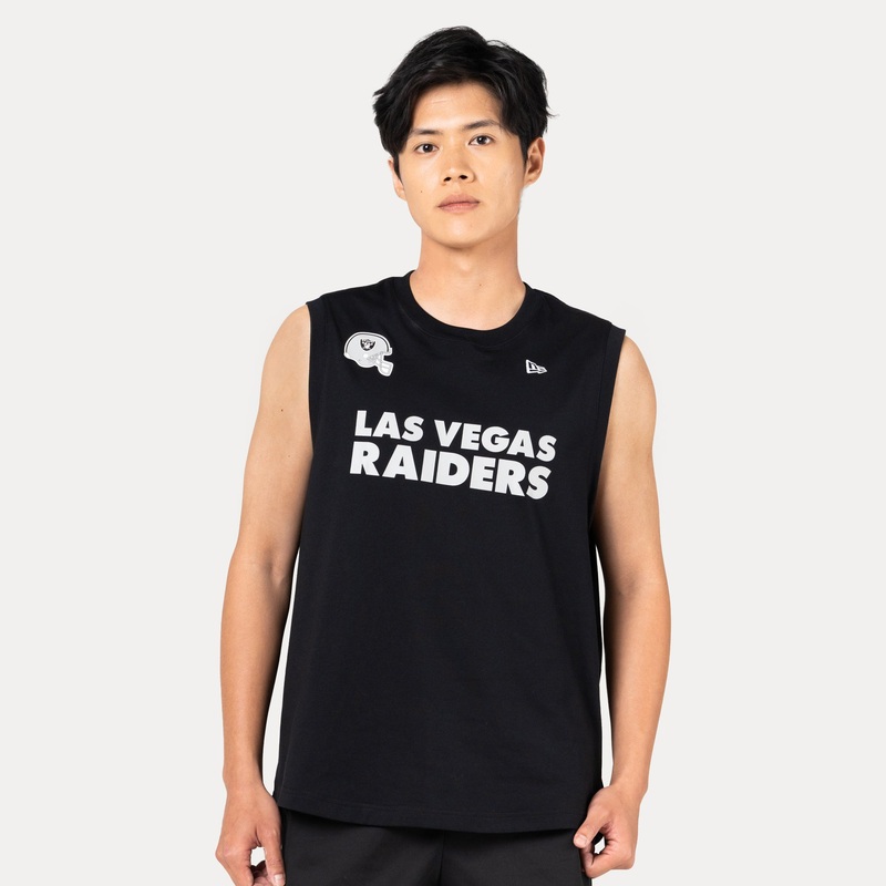 LAS VEGAS RAIDERS NFL HELMET BLACK MUSCLE TANK