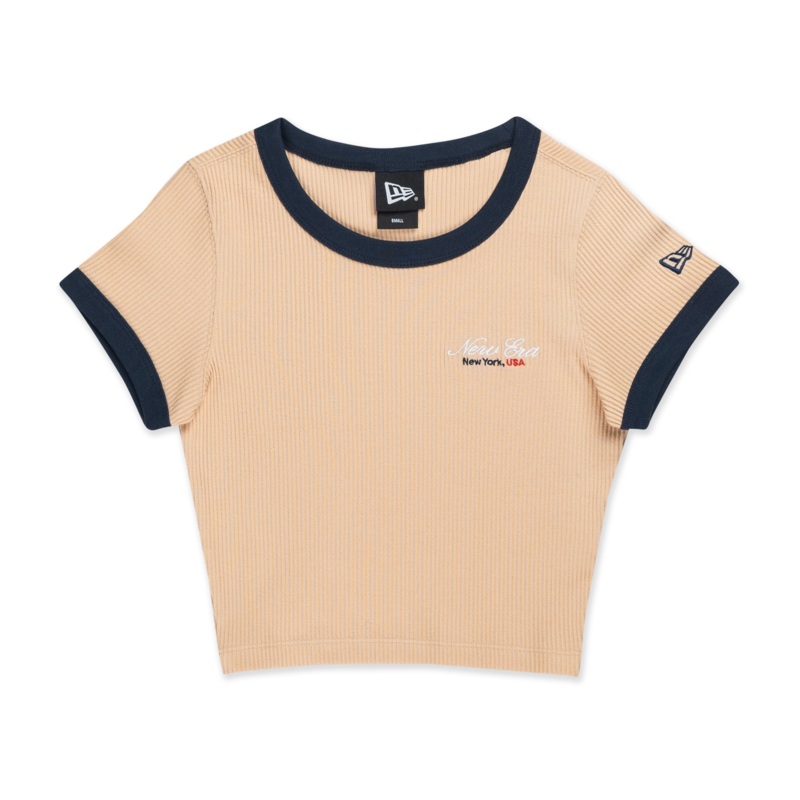 NEW ERA BASIC SCRIPT OAT MILK WOMEN CROP RIB TEE