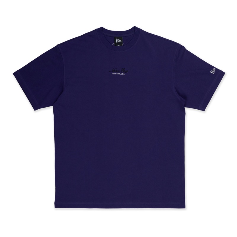 NEW ERA BASIC SCRIPT OVERSIZED PURPLE SHORT SLEEVE T-SHIRT