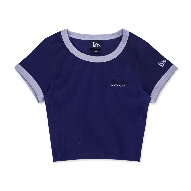 NEW ERA BASIC SCRIPT PURPLE WOMEN CROP RIB TEE
