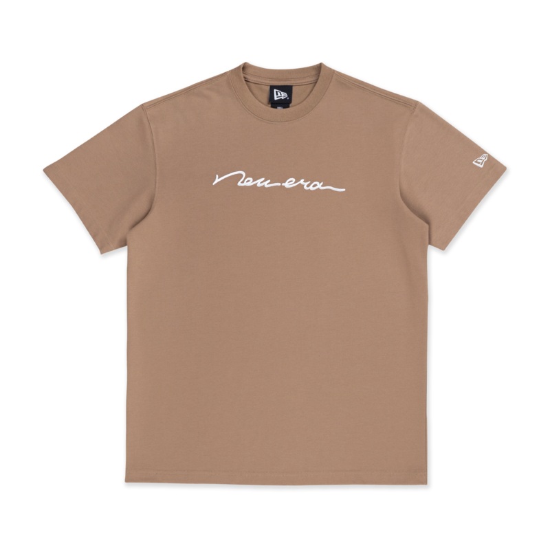 NEW ERA SCRIPT LOGO KHAKI SHORT SLEEVE T-SHIRT