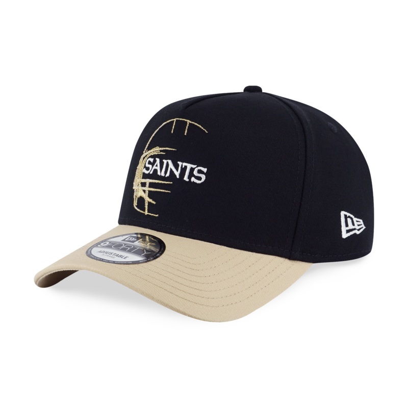 NEW ORLEANS SAINTS NFL OVERSIZED VEGAS GOLD VISOR BLACK 9FORTY AF CAP