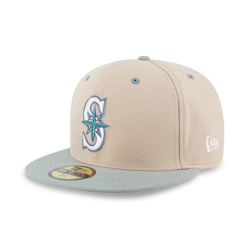 59FIFTY PACK – SEAGLASS SEATTLE MARINER COOPERSTOWN MINT GREEN VISOR OAT MILK 59FIFTY CAP