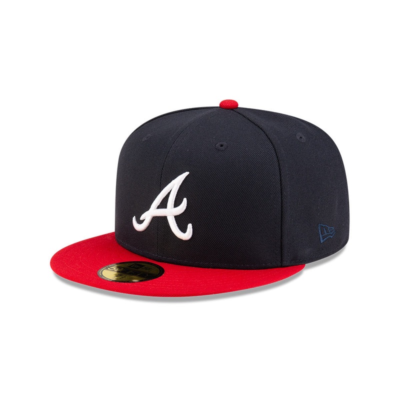 OVO X ATLANTA BRAVES SCARLET VISOR NAVY NEW ERA 59FIFTY CAP