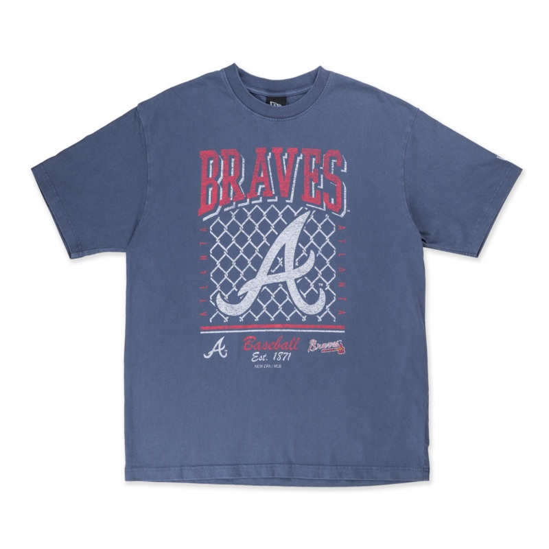 ATLANTA BRAVES OLD SCHOOL SPORT AP NAVY OVERSIZED SHORT SLEEVE T-SHIRT