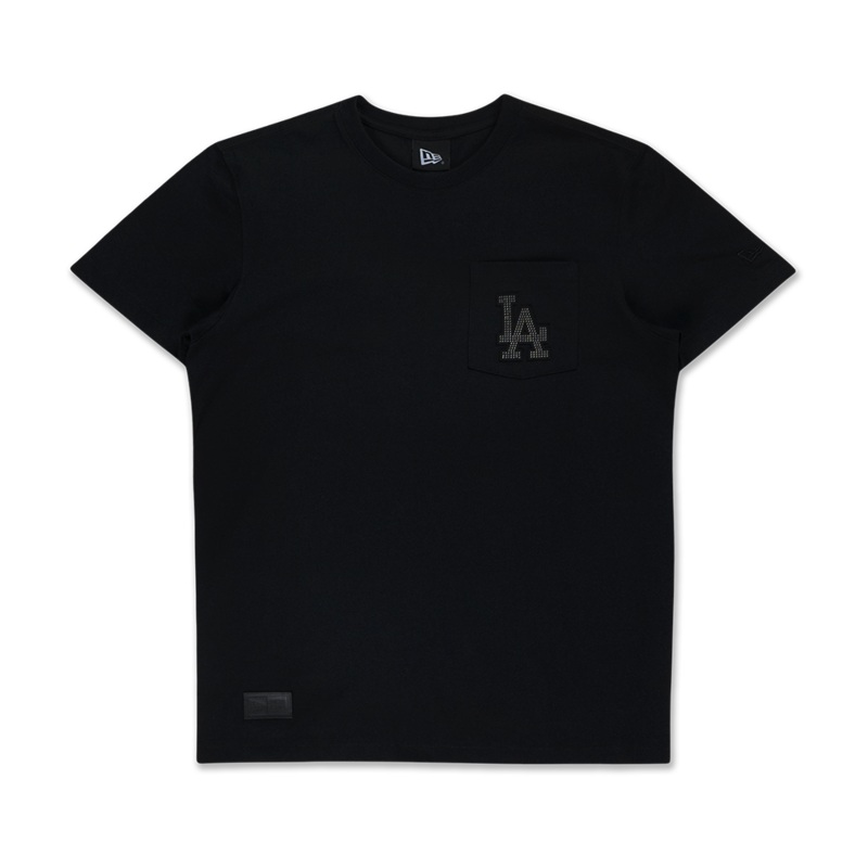 LOS ANGELES DODGERS NEW ERA DARK 90S BLACK SHORT SLEEVE POCKET T-SHIRT