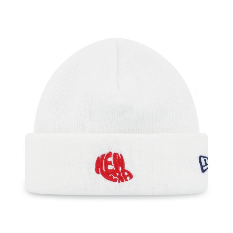 NEW ERA ORIGINATORS WHITE 4 CUFF SHORT BEANIE