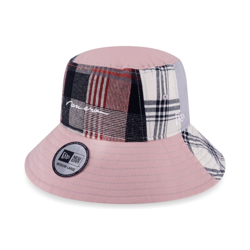 NEW ERA PREPPY DIRTY PINK MULTI CHECKER BUCKET 03