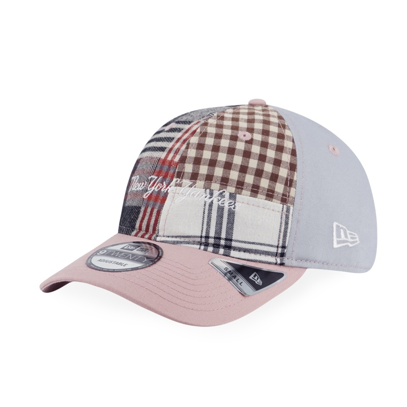 NEW YORK YANKEES PREPPY DIRTY ROSE VISOR DIRTY PINK MULTI CHECKER 9TWENTY SMALL CAP