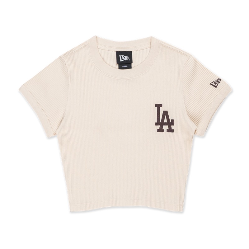 LOS ANGELES DODGERS COLOR ERA LIGHT CREAM WOMEN CROP RIB TEE