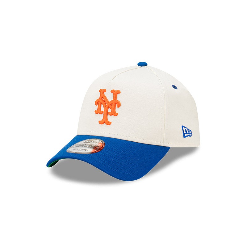 NEW YORK METS ASG VINTAGE WHITE CHROME 2-TONE BLUE VISOR 9FORTY AF CAP