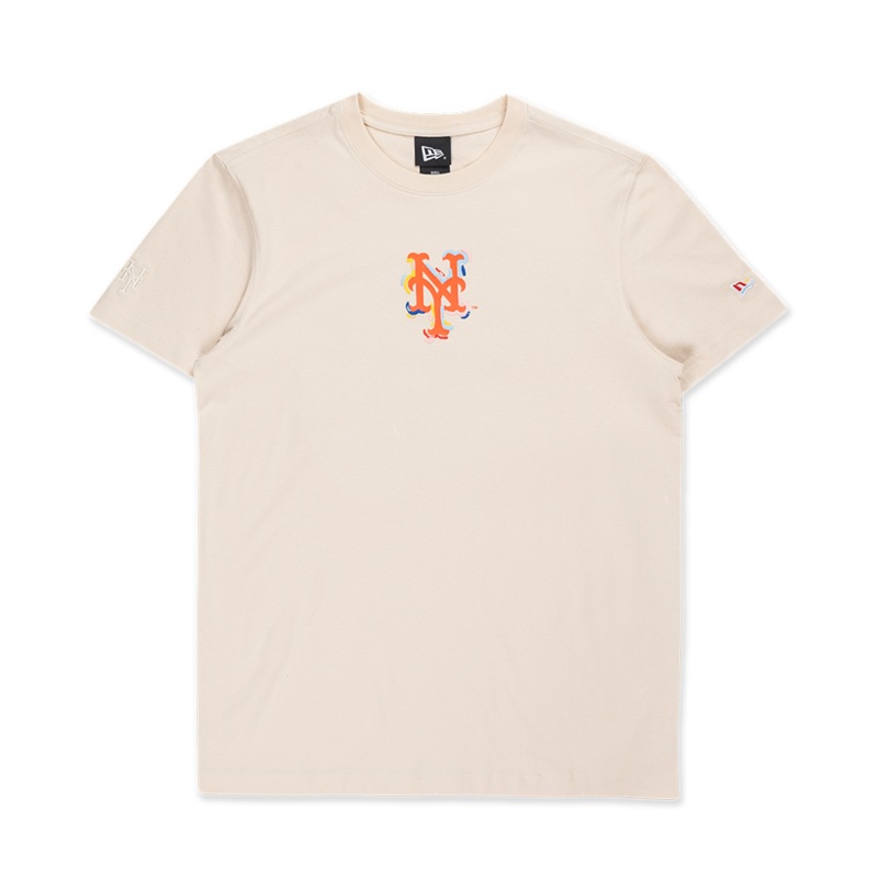 NEW YORK METS TINT BRUSH LIGHT CREAM SHORT SLEEVE T-SHIRT