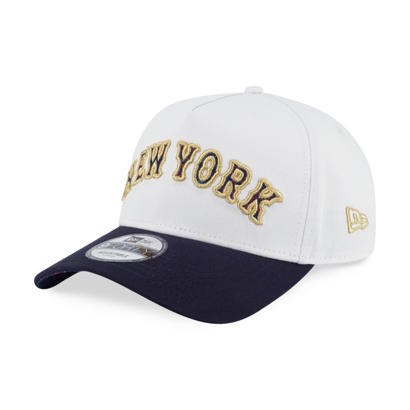 NEW YORK METS WINTER WHISPER 2-TONE NAVY VISOR WHITE 9FORTY AF CAP