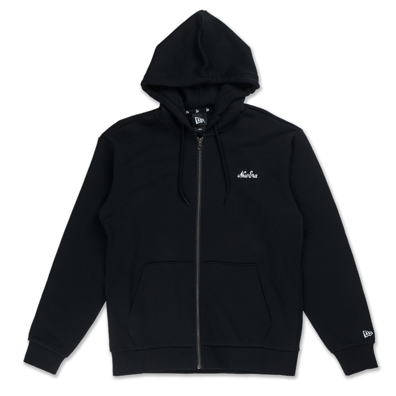 NEW ERA TIMELESS MINIMAL SCRIPT BLACK ZIP FRONT HOODIE