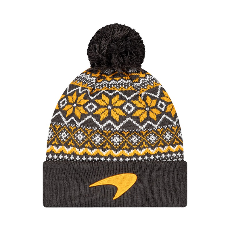 MCLAREN FORMULA 1 TEAM RACING XMAS BLACK CUFF BOBBLE BEANIE