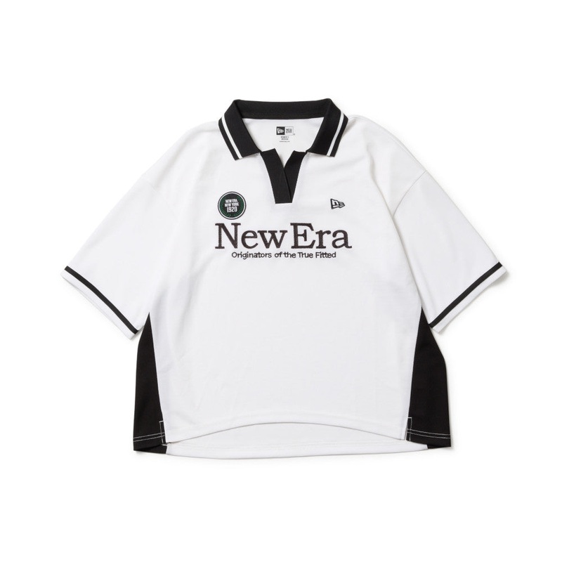 NEW ERA WHITE WOMEN OVERSIZED SHORT SLEEVE POLO SHIRT