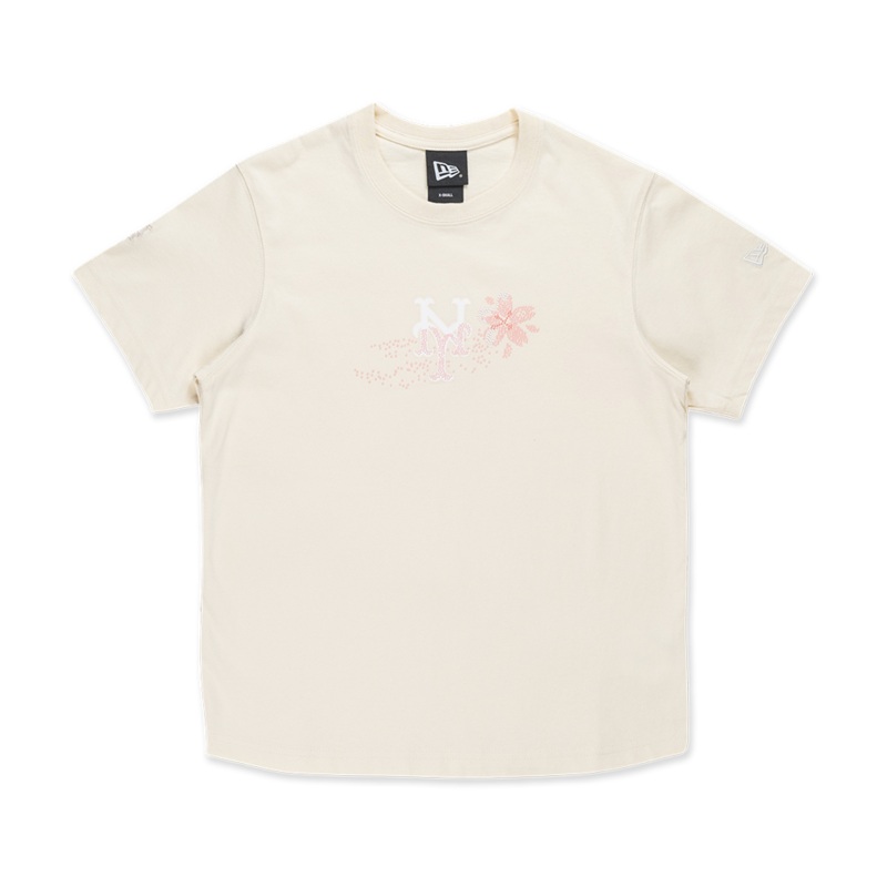 NEW YORK METS FLORAL CHROME WHITE WOMEN SHORT SLEEVE T-SHIRT