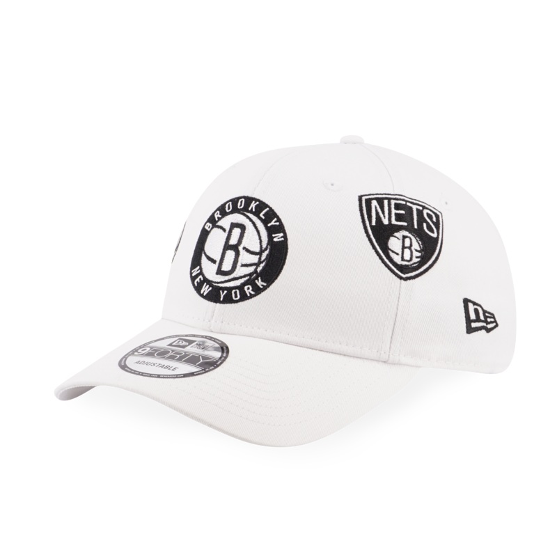 BROOKLYN NETS LEAGUE MULTI LOGOS WHITE 9FORTY CAP