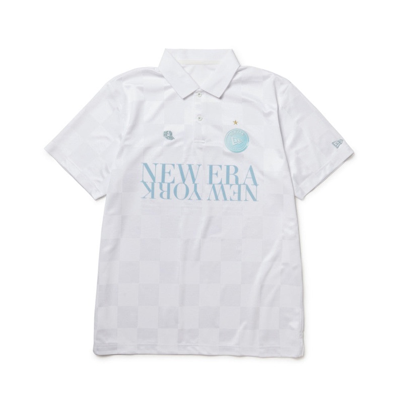 NEW ERA CHECKERBOARD WHITE SHORT SLEEVE POLO SHIRT