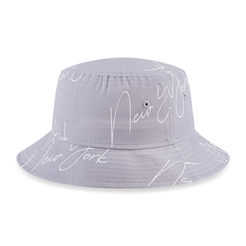 NEW ERA HAND SCRIPT NEW YORK GRAY BUCKET 01
