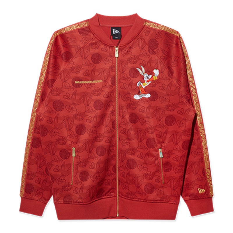 NEW ERA X LOONEY TUNES 2023 CNY BUGS BUNNY ALL OVER PRINT RED ZIP FRONT HOODIE
