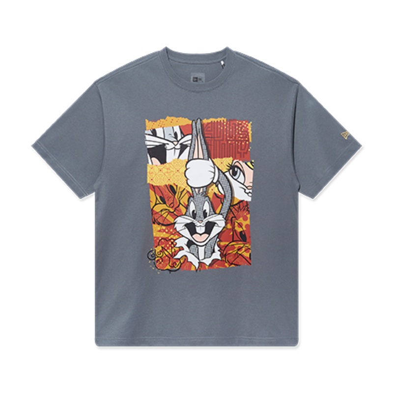 NEW ERA X LOONEY TUNES 2023 CNY BUGS BUNNY CARTOON GRAPHIC GRAY SHORT SLEEVE T-SHIRT