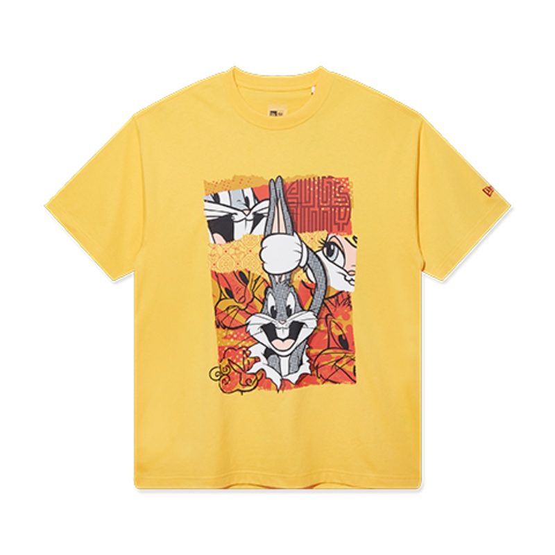NEW ERA X LOONEY TUNES 2023 CNY BUGS BUNNY CARTOON GRAPHIC YELLOW SHORT SLEEVE T-SHIRT
