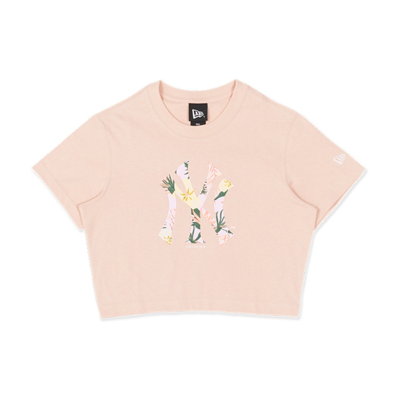 NEW YORK YANKEES WOMEN FLORAL BLUSH SKY SHORT SLEEVE CROP TEE