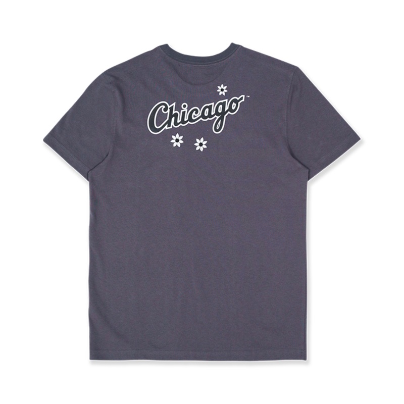 CHICAGO WHITE SOX FLOWER EMBROIDERY GRAPHITE SHORT SLEEVE T-SHIRT