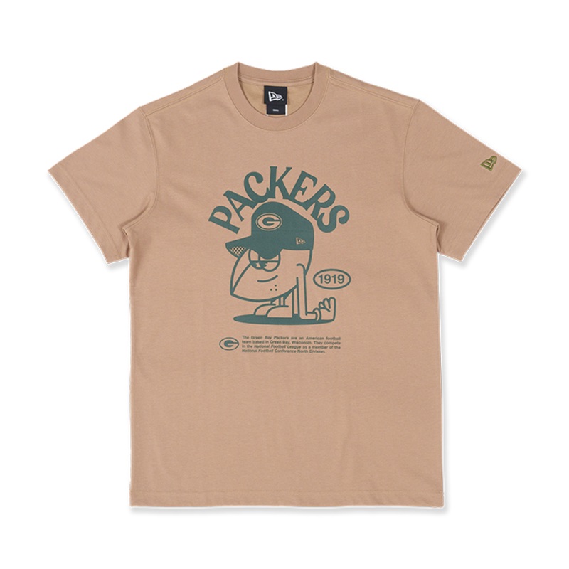 GREEN BAY PACKERS NFL CARTOON KHAKI SHORT SLEEVE T-SHIRT