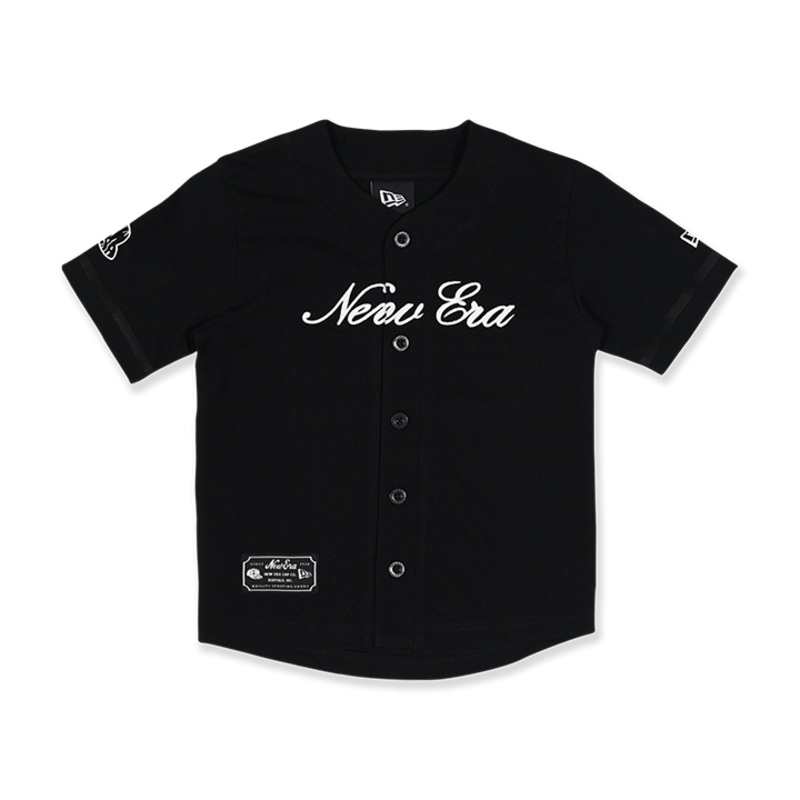 NEW ERA BASIC BLACK KIDS BASEBALL JERSEY