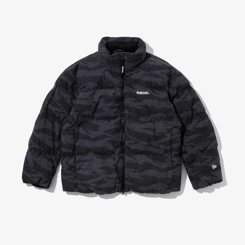 NEW ERA CORDUROY BLACK CAMO PUFFER DOWN JACKET