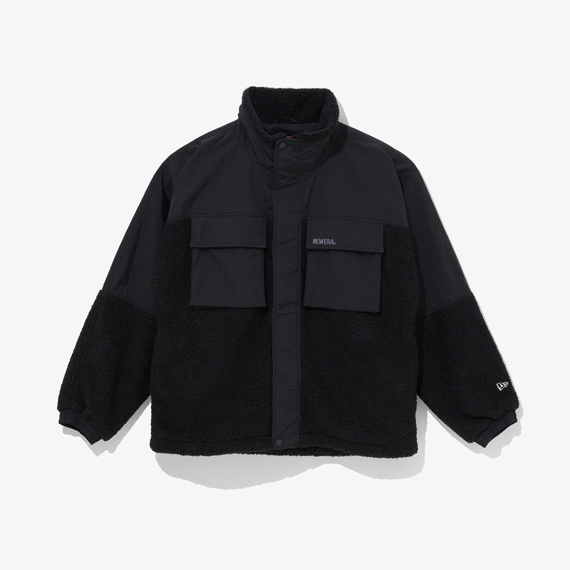 NEW ERA OUTDOOR WOVEN BLACK PATCH POCKET JACKET
