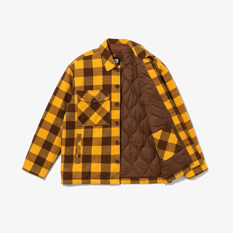 NEW ERA OUTDOOR YELLOW CHECKED PADDED POCKET JACKET