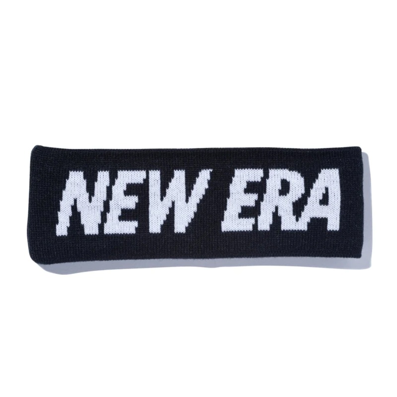 NEW ERA WHITE WORDMARK LOGO BLACK HEADBAND
