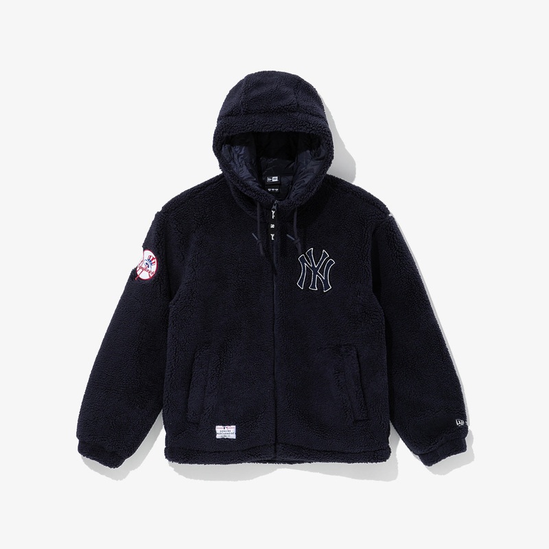 NEW YORK YANKEES SOFT BOA NAVY ZIP FRONT HOODIE