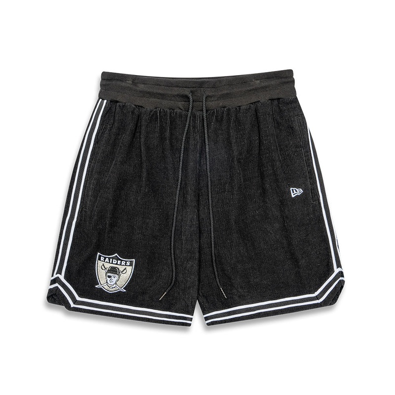 LAS VEGAS RAIDERS OVERSIZED BLACK BASKETBALL CORD SHORTS
