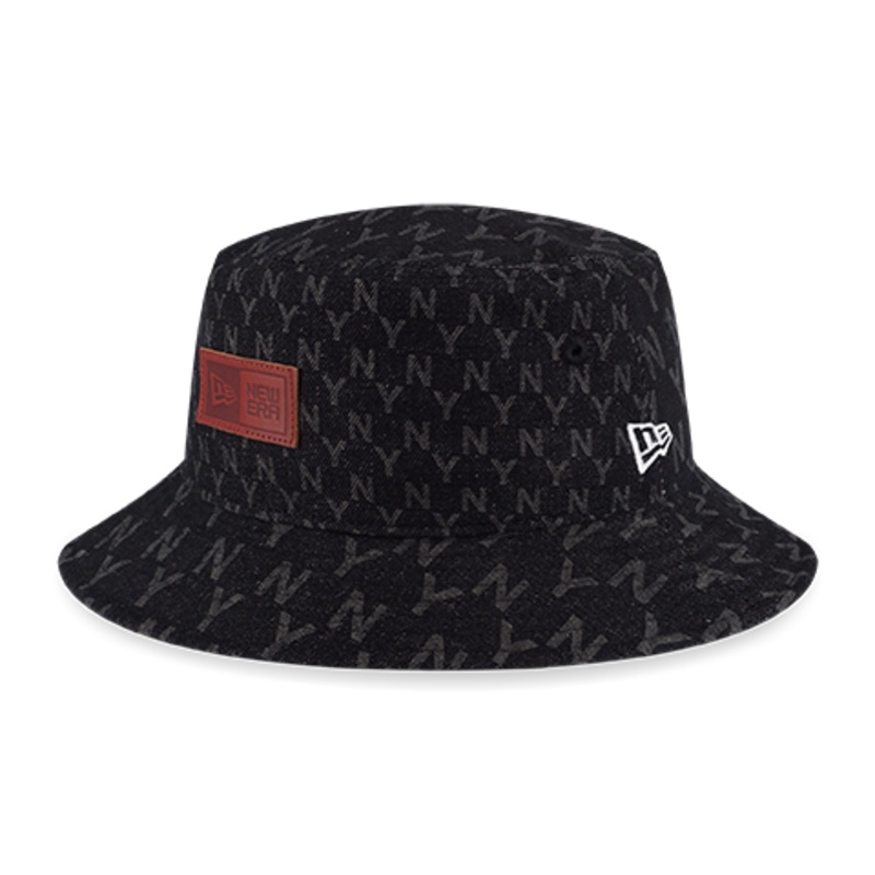 NEW ERA DENIM ALL-OVER MONOGRAM BLACK DENIM BUCKET 01