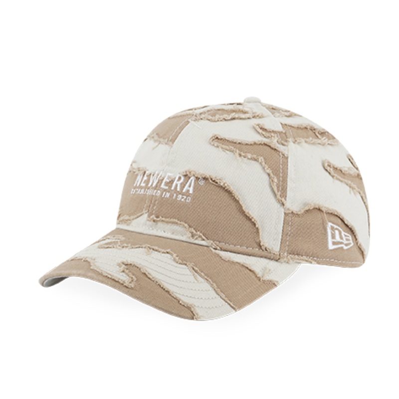 NEW ERA DESTROYED CAMO IVORY AND CAMEL 9FORTY CAP