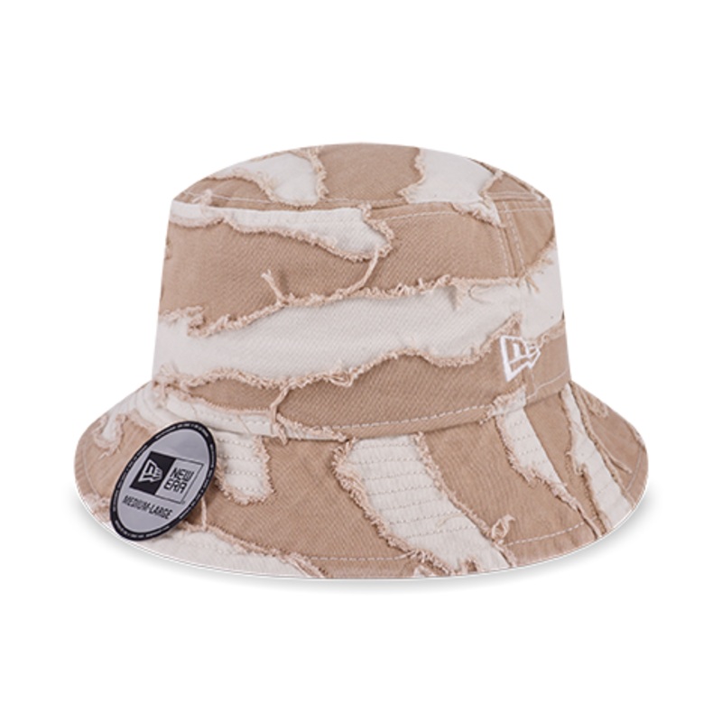 NEW ERA DESTROYED CAMO IVORY AND CAMEL BUCKET 01