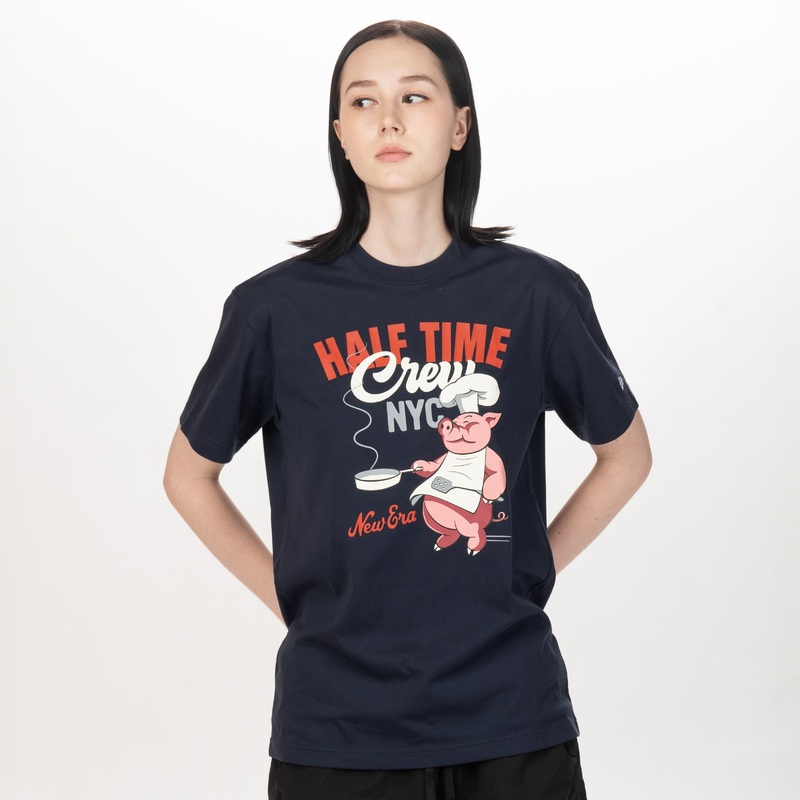 NEW ERA HALF TIME CREW CHEF PIGGIE NAVY SHORT SLEEVE T-SHIRT